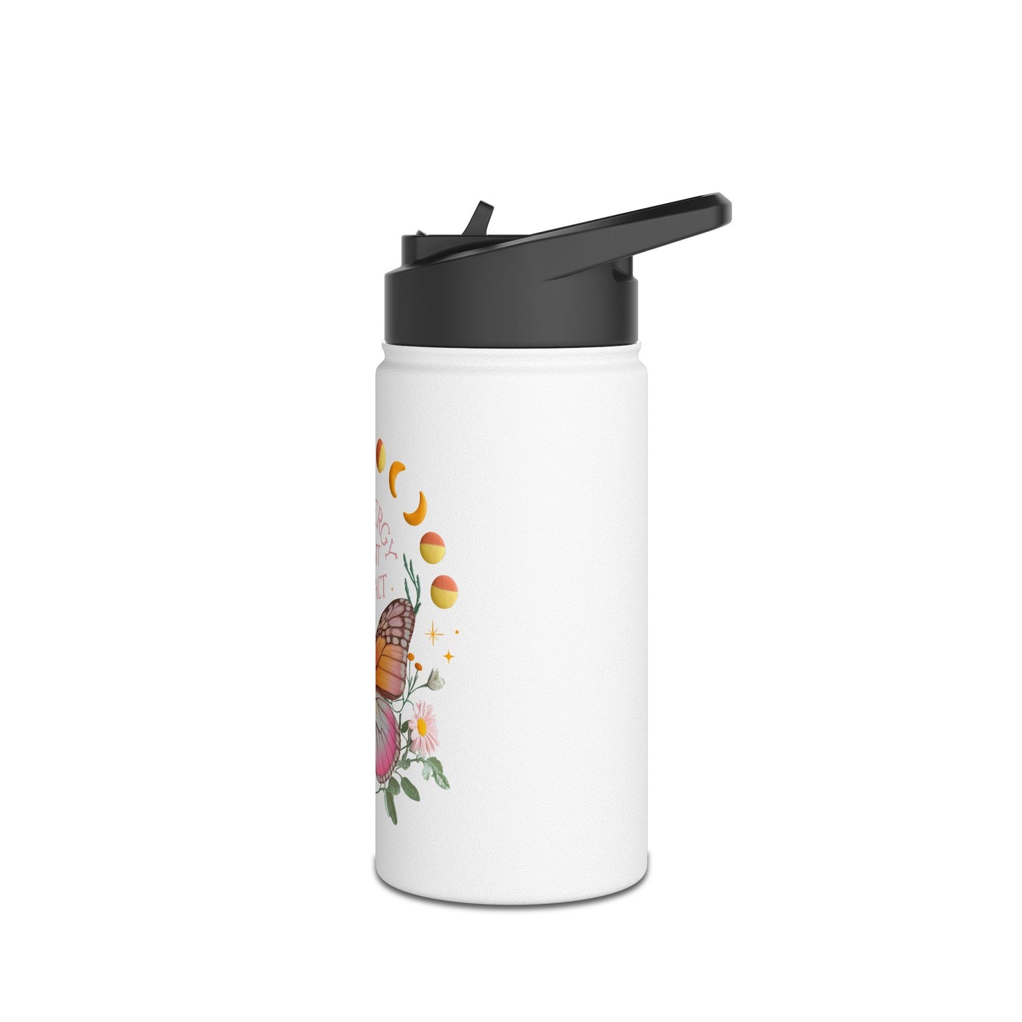 Inspirational Water Bottle, Eco-Friendly, Butterfly Design, Perfect Gift for Wellness, Yoga, Outdoors, Motivational Quote