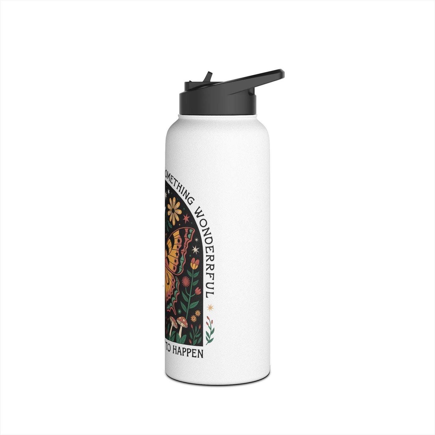 Inspirational Butterfly Water Bottle - Motivational Travel Mug for Outdoors, Hiking, Yoga, Fitness, Gift Idea