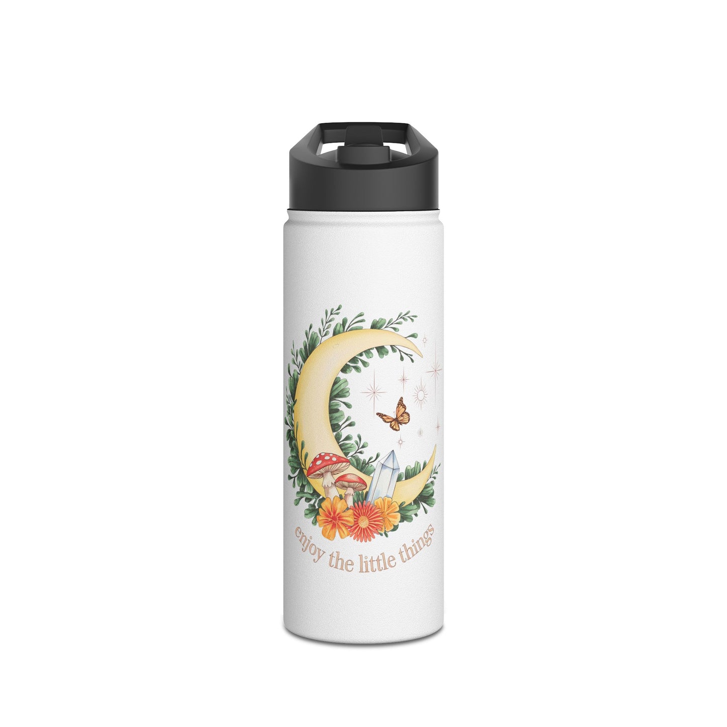 Charming Stainless Steel Water Bottle | Enjoy the Little Things, Eco-Friendly Gift, Travel Hydration, Outdoor Adventure, Personalized Bottle