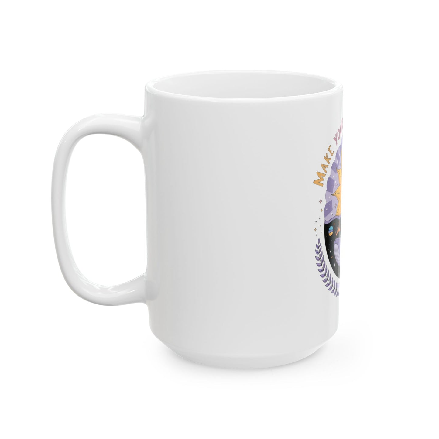 Dreamy Sun & Whale Ceramic Mug - Make Your Dreams Happen, Inspirational Gift, Coffee or Tea Lover, Unique Decor, Motivational