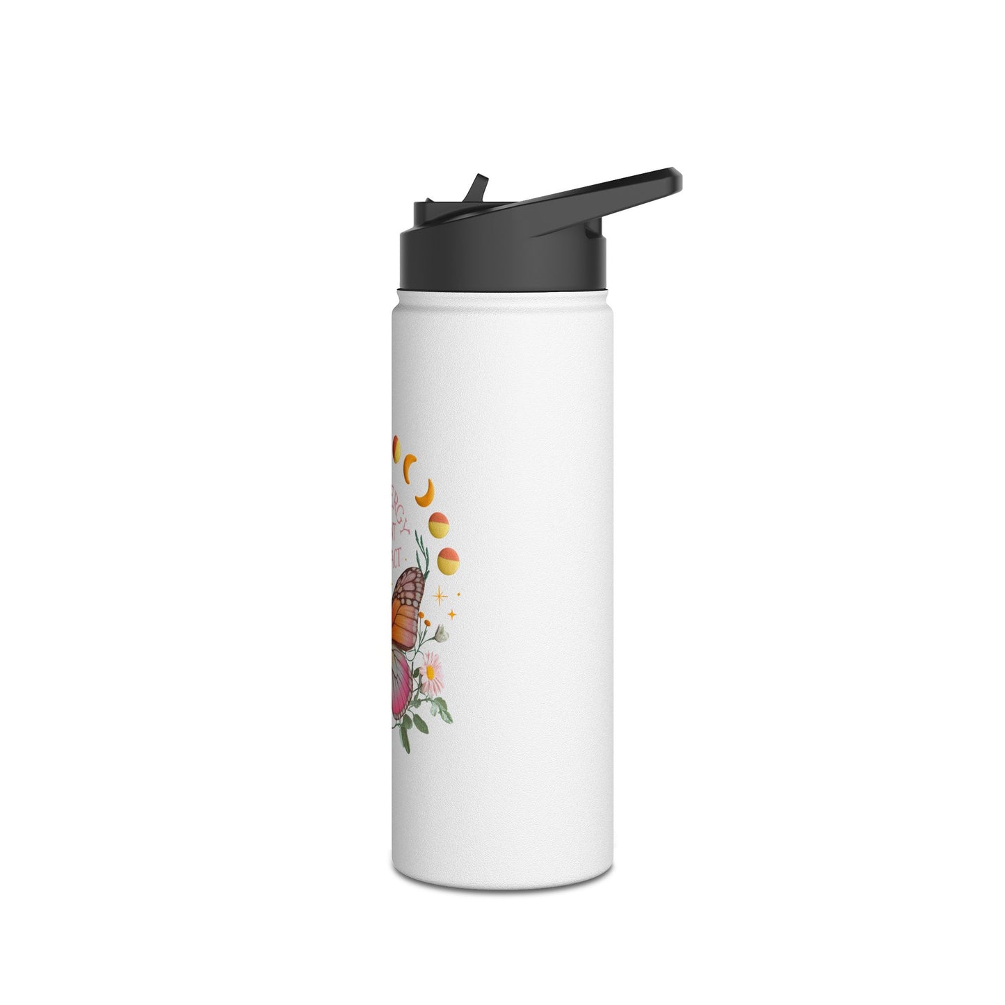 Inspirational Water Bottle, Eco-Friendly, Butterfly Design, Perfect Gift for Wellness, Yoga, Outdoors, Motivational Quote