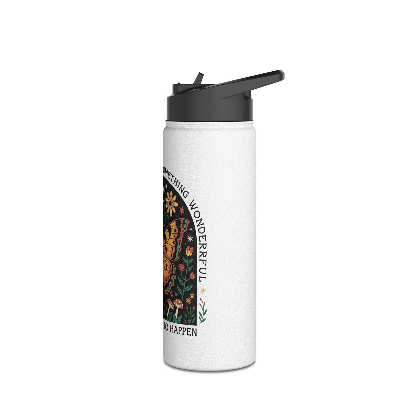 Inspirational Butterfly Water Bottle - Motivational Travel Mug for Outdoors, Hiking, Yoga, Fitness, Gift Idea