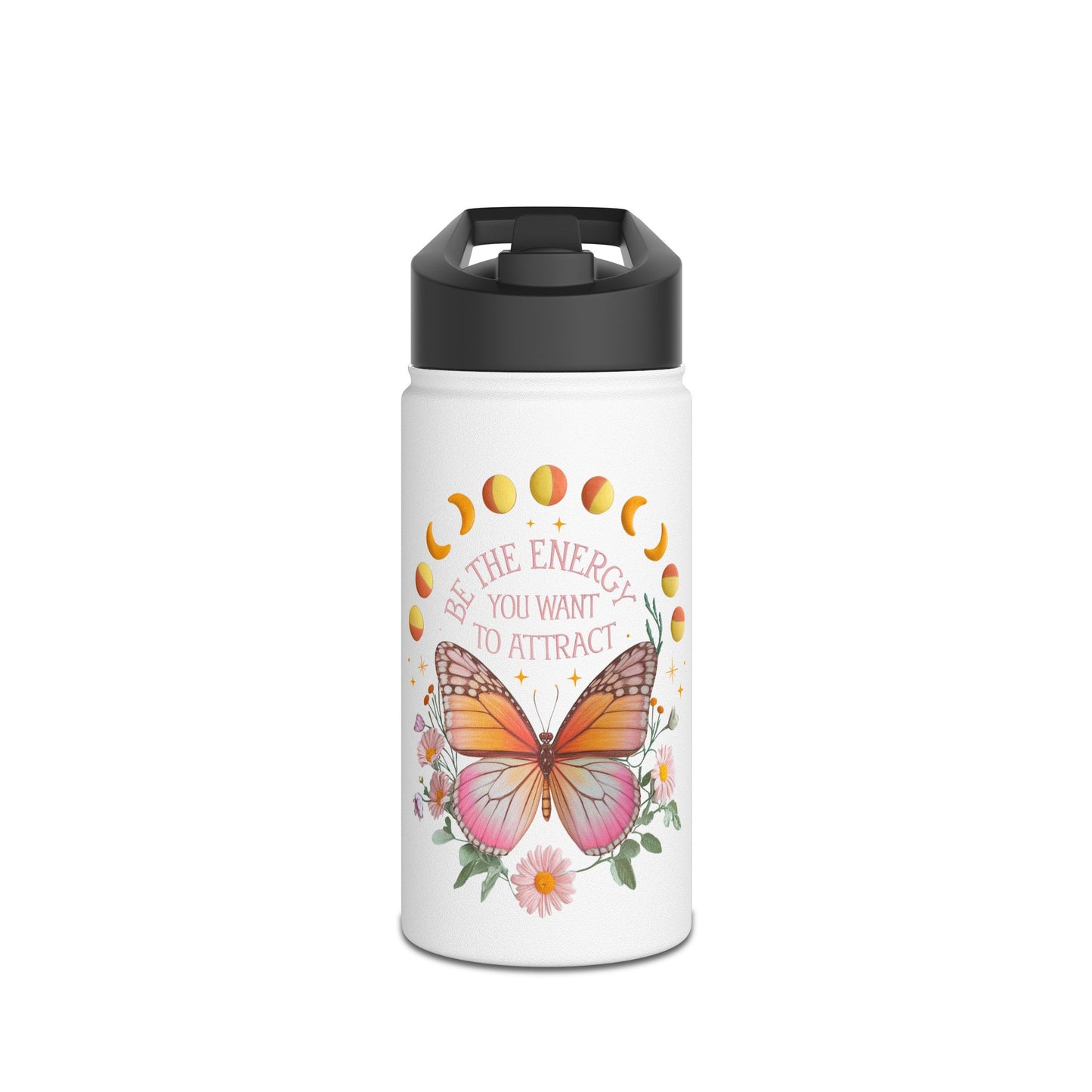 Inspirational Water Bottle, Eco-Friendly, Butterfly Design, Perfect Gift for Wellness, Yoga, Outdoors, Motivational Quote