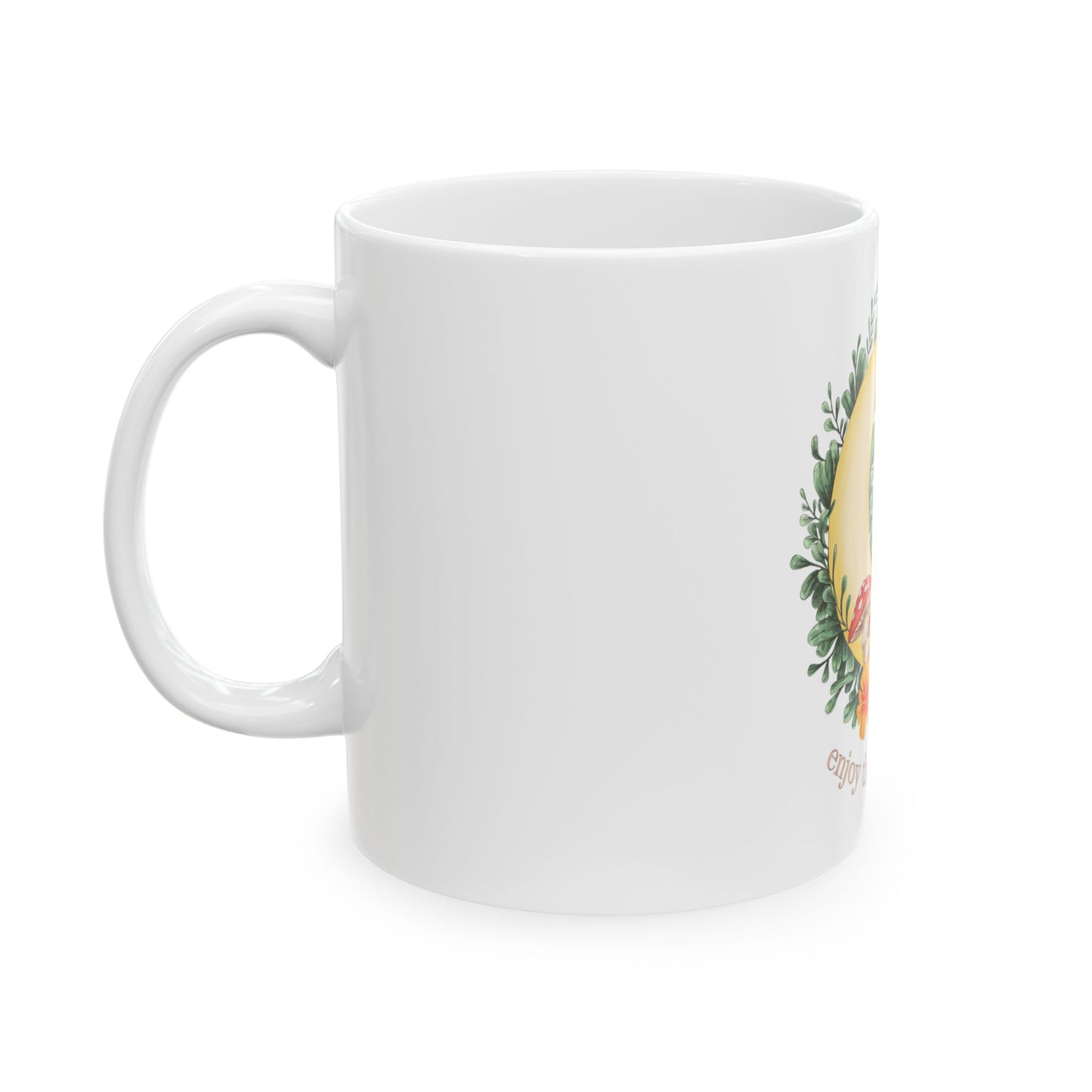 Ceramic Mug with 'Enjoy the Little Things' Design, Cozy Gift, Nature Lover's Mug, Inspirational Coffee Cup, Perfect for Home or Office