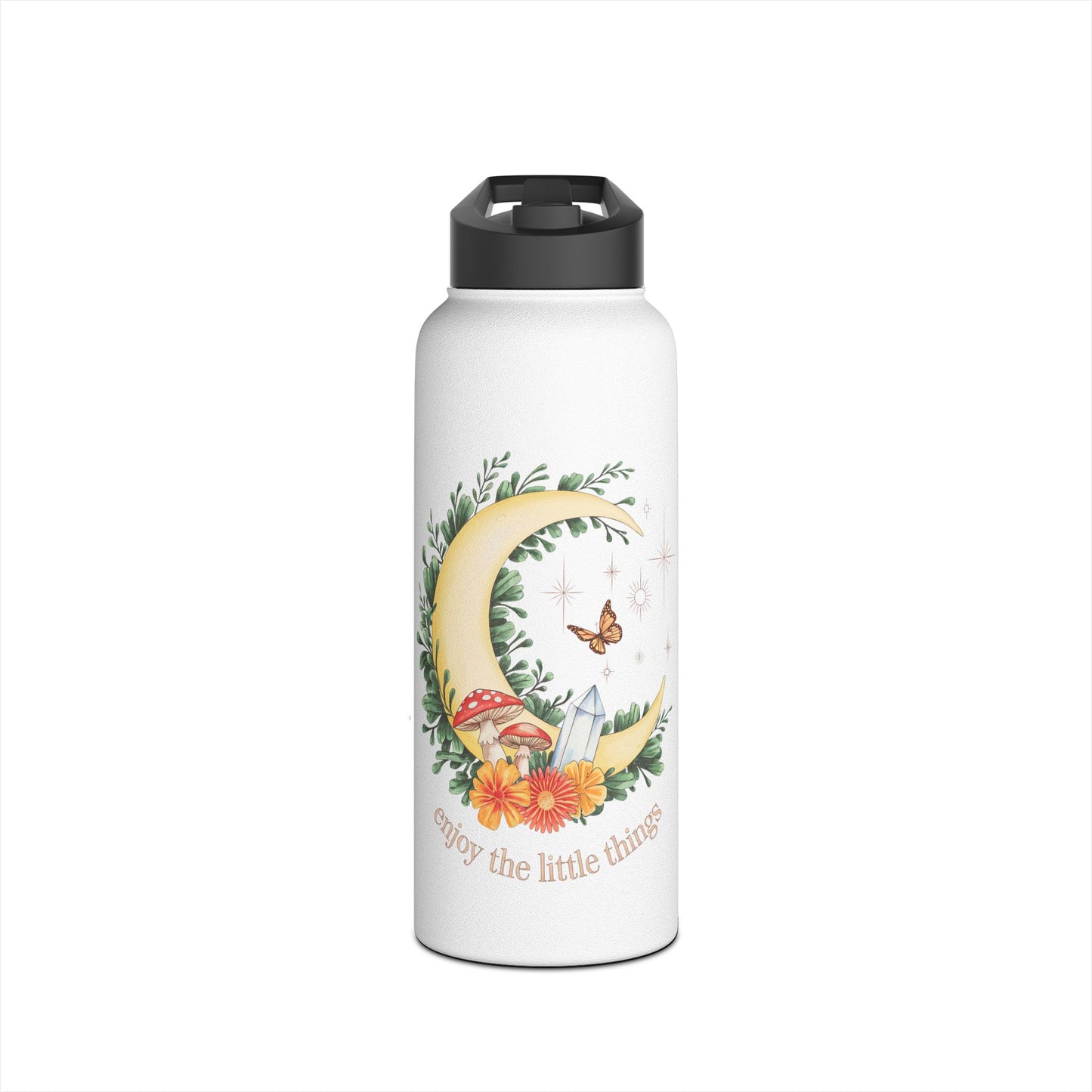 Charming Stainless Steel Water Bottle | Enjoy the Little Things, Eco-Friendly Gift, Travel Hydration, Outdoor Adventure, Personalized Bottle