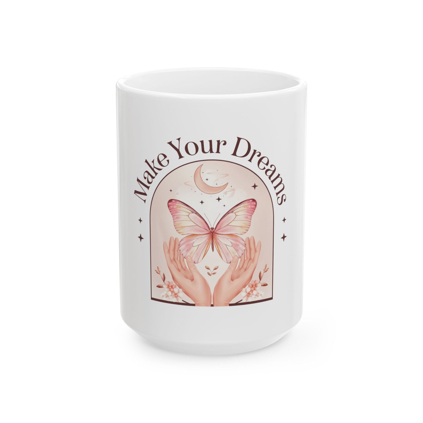 Dream Big Ceramic Mug | Inspirational Coffee Cup | Gift for Dreamers, Motivational Mug, Butterfly Decor, Office or Home Use
