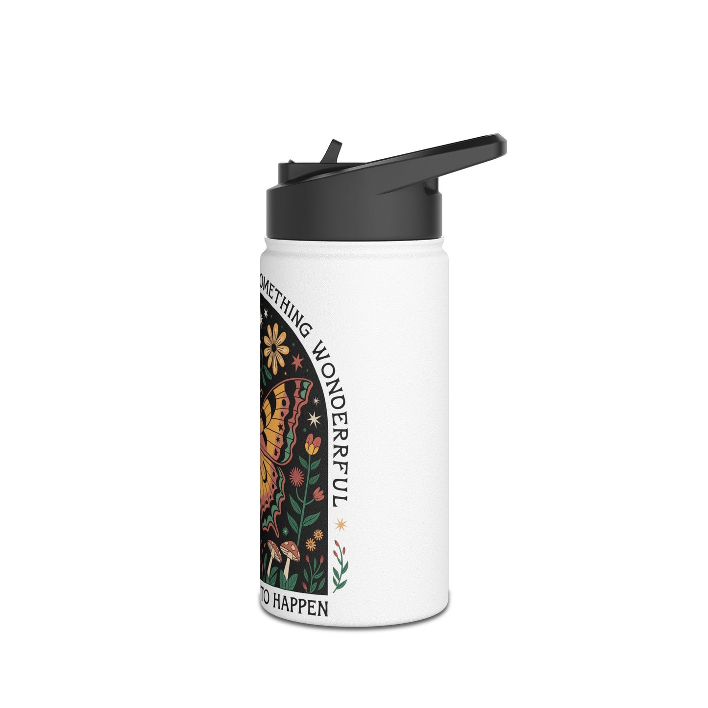 Inspirational Butterfly Water Bottle - Motivational Travel Mug for Outdoors, Hiking, Yoga, Fitness, Gift Idea
