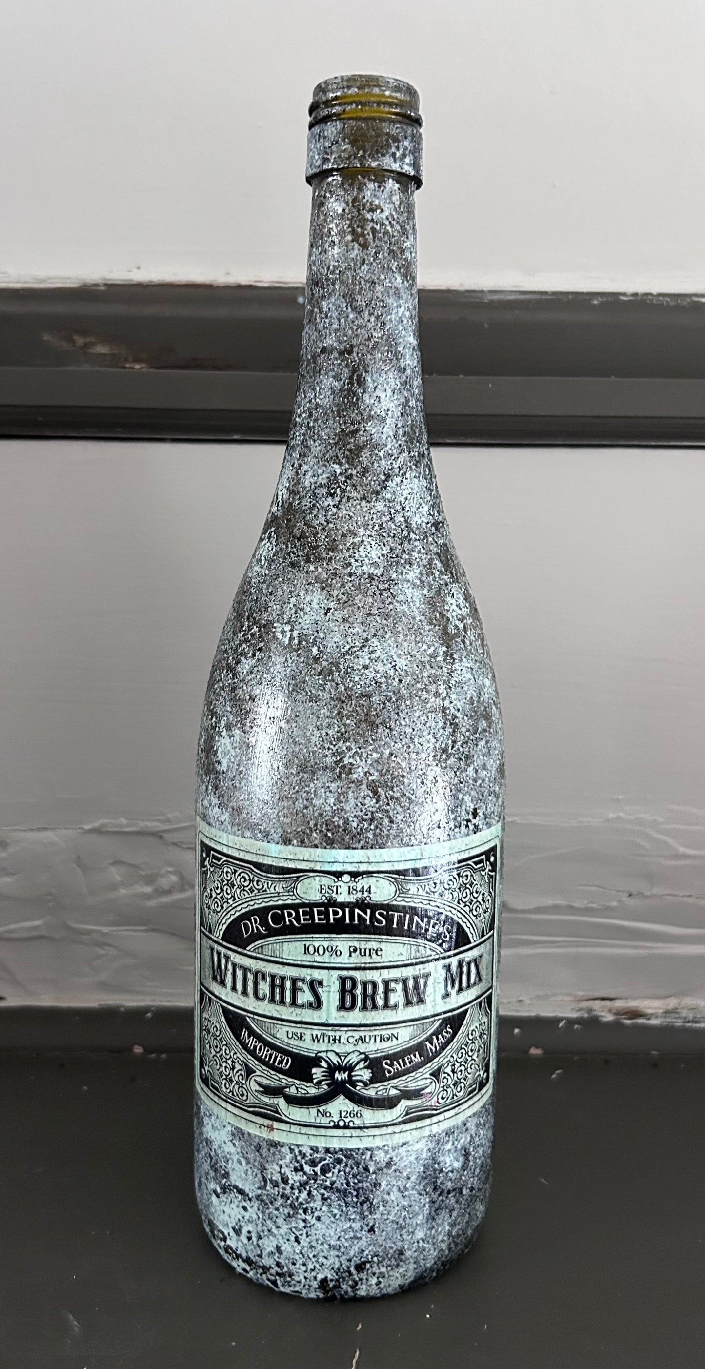 Hand painted decorative Witch’s Brew bottle