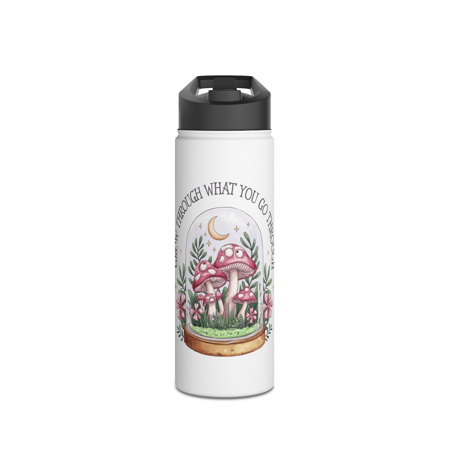 Mushroom-Themed Stainless Steel Water Bottle | Eco-Friendly, Motivational Gift, Outdoor Adventure, Hiking, Home Décor