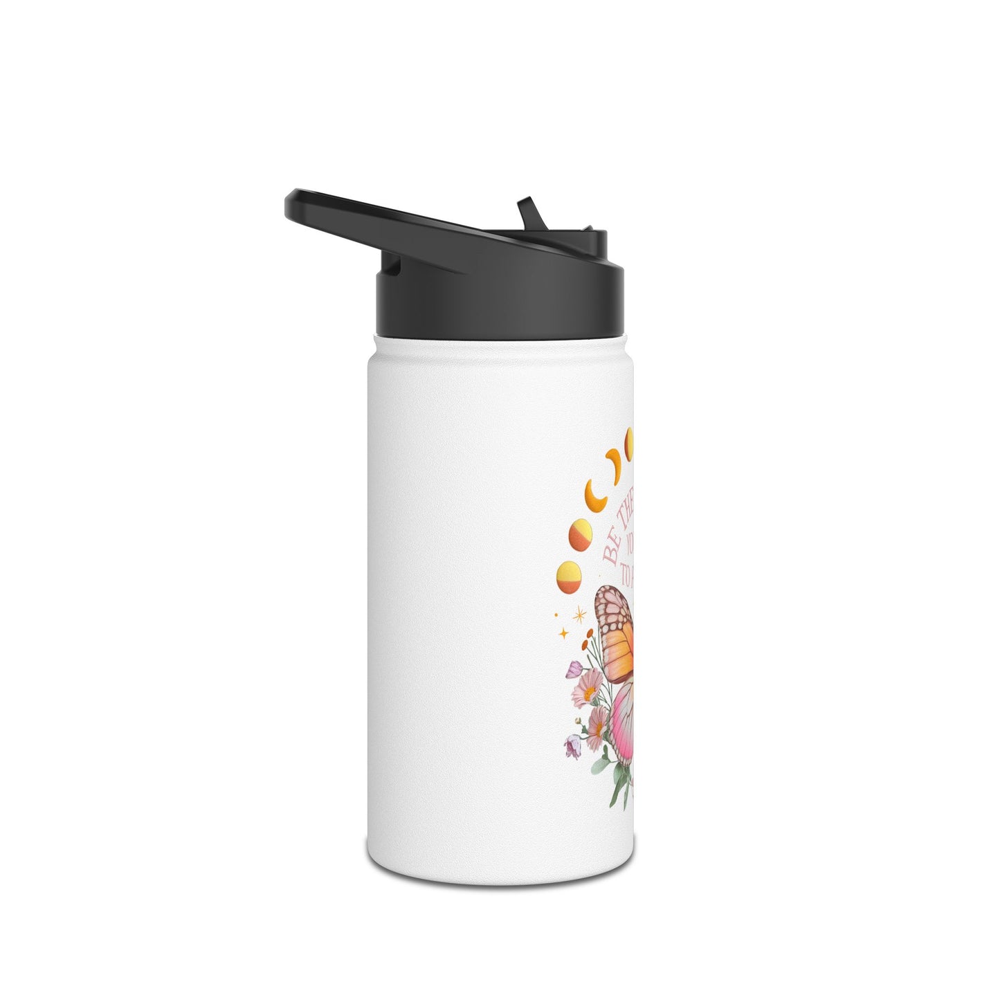 Inspirational Water Bottle, Eco-Friendly, Butterfly Design, Perfect Gift for Wellness, Yoga, Outdoors, Motivational Quote