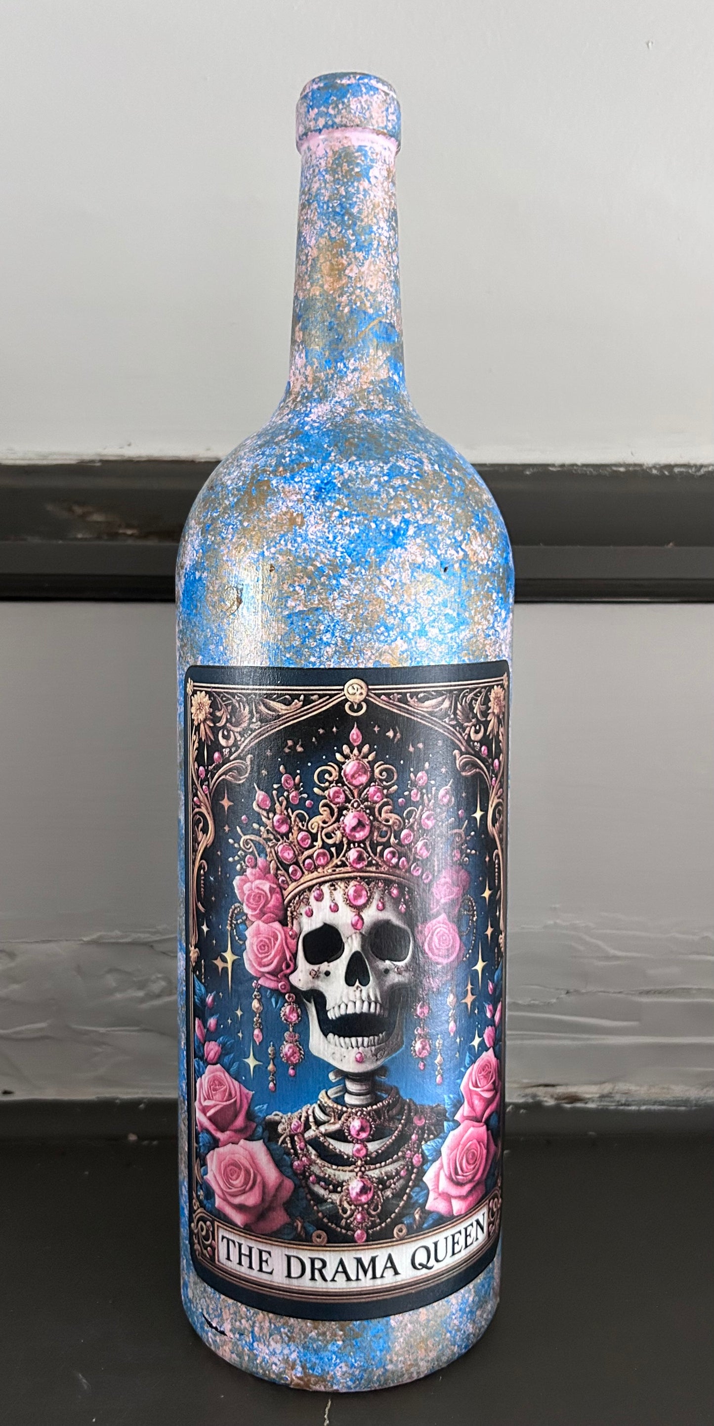 Hand painted The Drama Queen decorative bottle