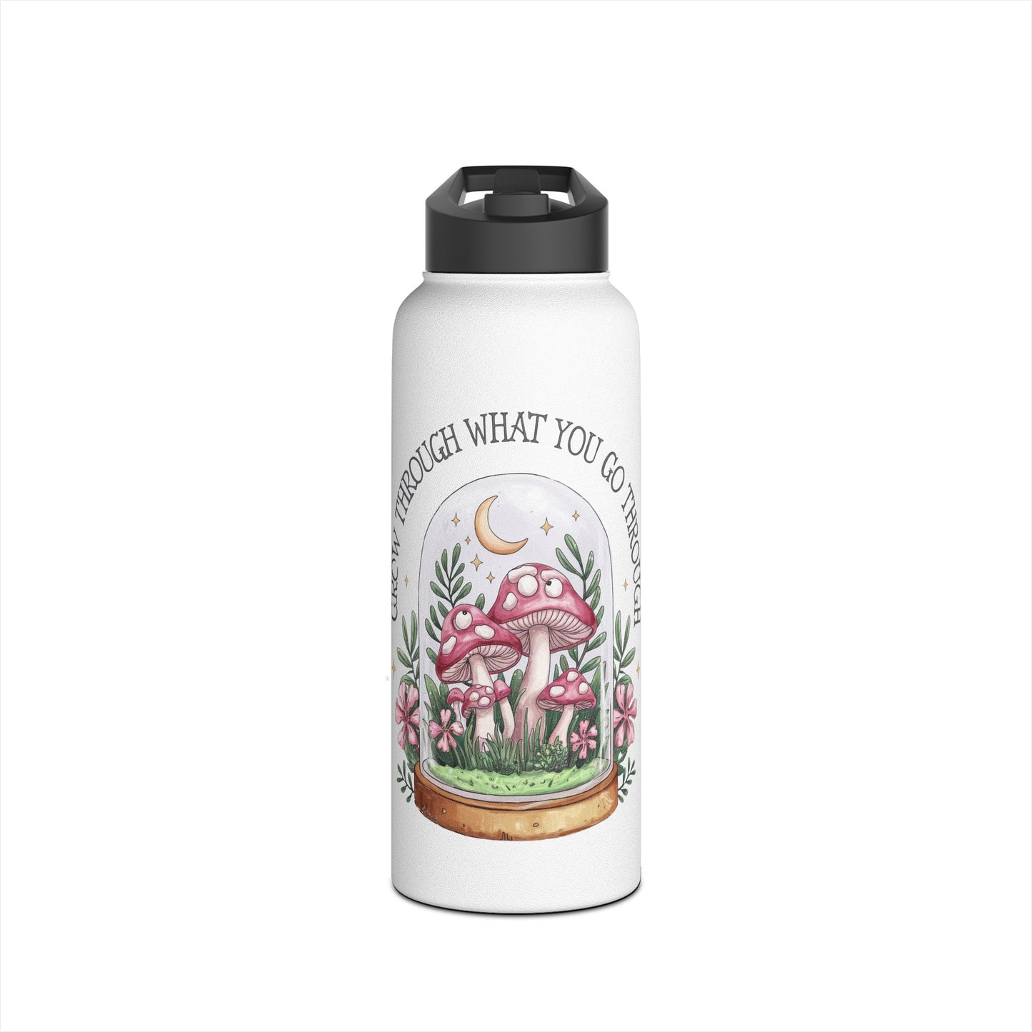 Mushroom-Themed Stainless Steel Water Bottle | Eco-Friendly, Motivational Gift, Outdoor Adventure, Hiking, Home Décor