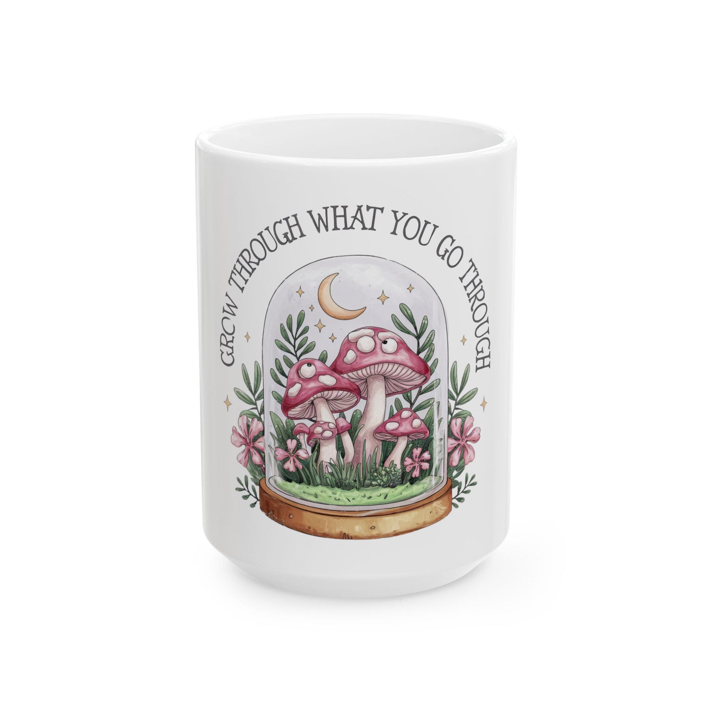 Whimsical Mushroom Ceramic Mug - "Grow Through What You Go Through" Coffee Cup, Nature Lover Gift, Inspirational Drinkware, Home [...]