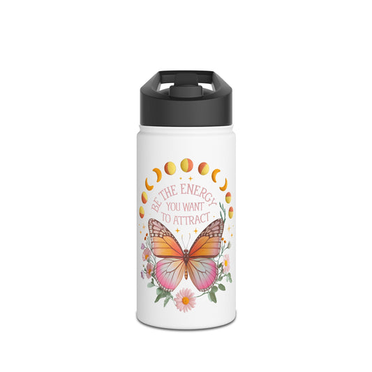 Inspirational Water Bottle, Eco-Friendly, Butterfly Design, Perfect Gift for Wellness, Yoga, Outdoors, Motivational Quote