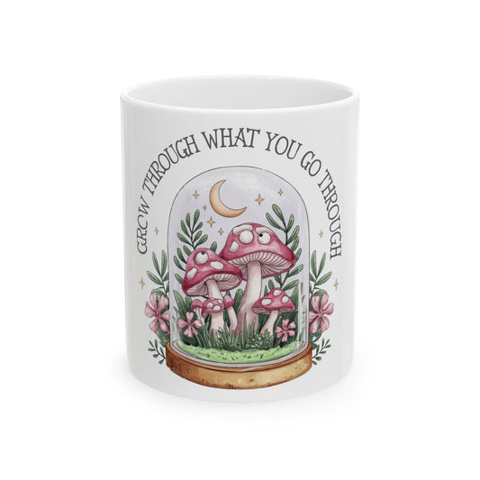 Whimsical Mushroom Ceramic Mug - "Grow Through What You Go Through" Coffee Cup, Nature Lover Gift, Inspirational Drinkware, Home [...]