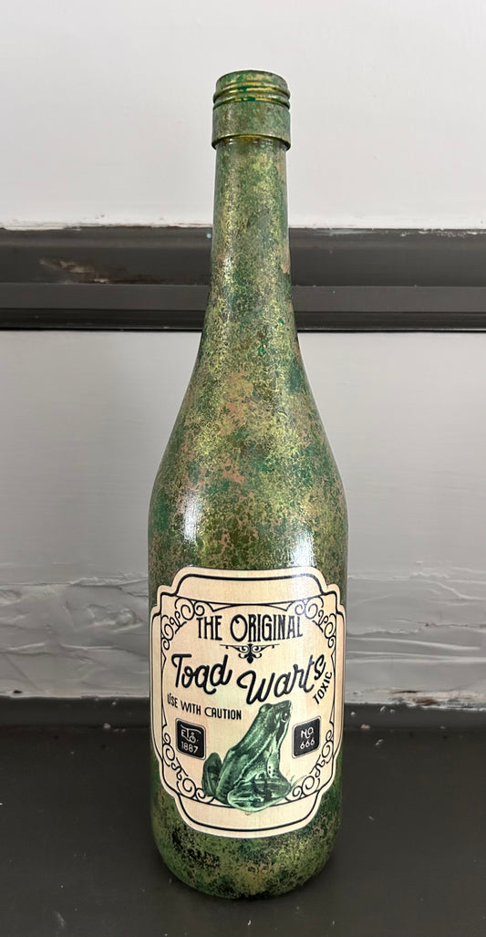 Hand painted decorative Toad Warts bottle